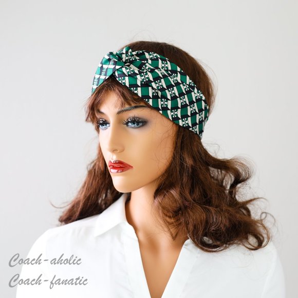 Coach Green and Black Patterned Headband main image 4
